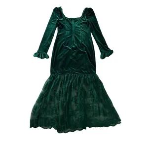 Modesees Velvet Dress NWT Large Green‎ Lace Trim L/S Castle Medieval Ren Faire thumbnail 6