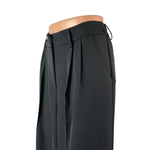 Sassy Zoey Women's Black High Waisted Pleated Wide Leg Trousers Dress Pants Sz M thumbnail 2