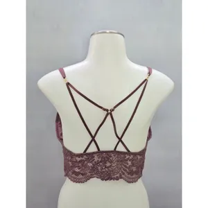 Aerie Brown Romantic Boudoir Bridal Cottage Lingerie Feminine Lace Bra Medium thumbnail 2