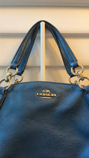 Coach Blue PebbledLeather Shoulder or crossbody bag with silver hardware thumbnail 3