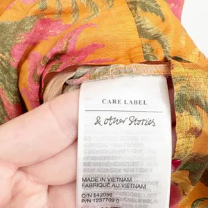 & Other Stories Womens Linen Blend Floral Bow Detail Tiered Trapeze Mini Dress 8 thumbnail 6