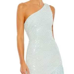 MAC DUGGAL Blue One Shoulder Asymmetrical Hem Dress thumbnail 4