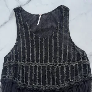 Free People Raindrop Embellished Tunic Top Sz Small Boho Festival Retro sheer thumbnail 6