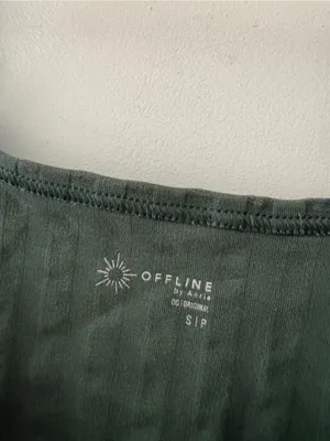 Aerie Offline Forest Green OG Ribbed Scoop Neck Crop Top thumbnail 4