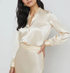 L'AGENCE 100% silk charmeuse blouse NEW thumbnail 6