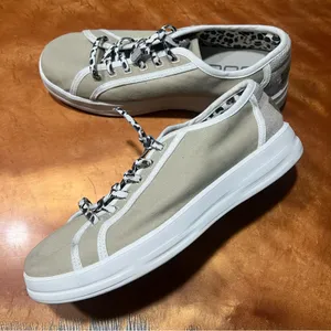 Hey Dude Sz 7 Karina Joy Sand Leopard Print Laces Comfort Sneakers Slip on shoes thumbnail 1