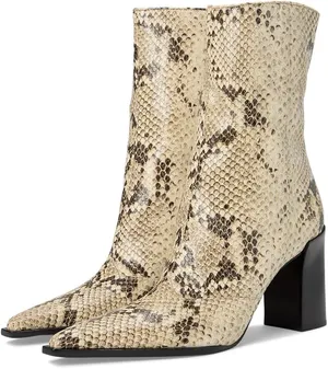 Schutz Boots Sz 5 Rafaella Snake-Print Pointed Toe Ankle Bootie Feminine thumbnail 2