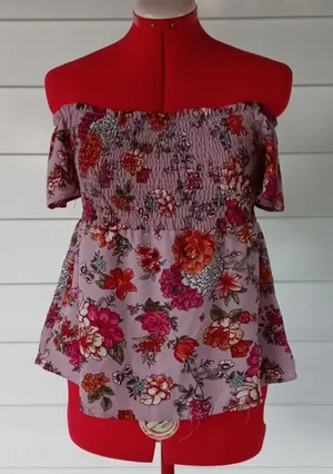 Monteau Off Shoulder Smocked Top Sz M thumbnail 1
