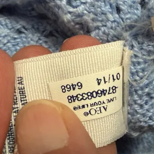 American Eagle Sweater Small Blue Back Zipper Open Knit Raglan Scoop Neck thumbnail 9