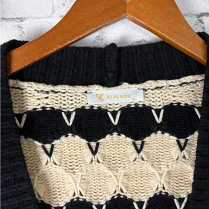 Kirundo Black and Cream Bubble Knot Chunky Open Cardigan thumbnail 3