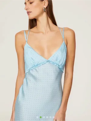 Cinq à Sept Tie Back Blue Dot Dress thumbnail 2