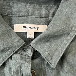 Madewell Womens Flap-Pocket Button Up Linen Shirt S Distant Mineral Quiet Luxury thumbnail 5