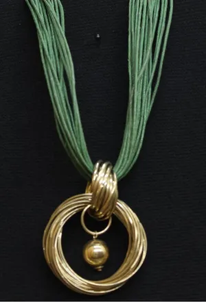 NWT Erica Lyons Corded Ring Nest Knot Pendant Necklace Gold / Green 17" + 3" thumbnail 1