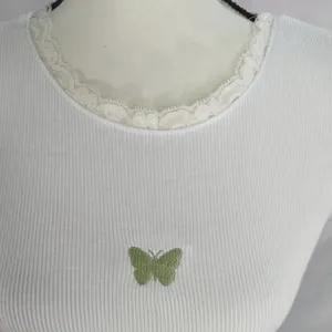 ASOS NWT | Dolls Kill x Daisy Street Embroidered‎ Butterfly Ribbed Crop Top thumbnail 2