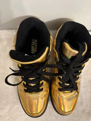 Gold and black preppy or casual sneakers Sz. 7.5 Unisex thumbnail 7