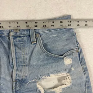 Levis Premium 501 Original Shorts Womens 27 Light Wash Blue‎ High Rise Cut Off E thumbnail 4