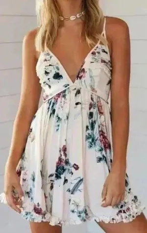 🆕Floral Spaghetti Straps Mini Dress L🆕 thumbnail 1