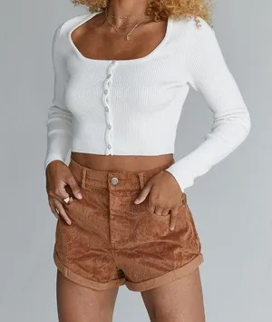 Princess Polly corduroy Nadeem shorts in brown thumbnail 1