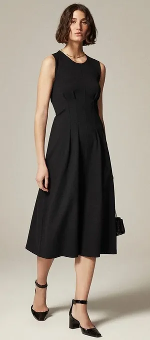 J. Crew Nadia Dress in Ponte Black Seamed Darted Size Small Office Spring thumbnail 1