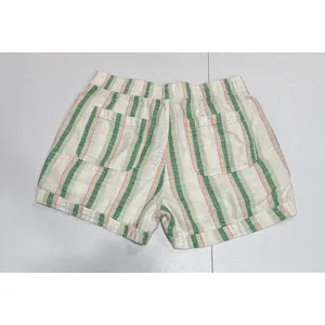 Old Navy High Rise Linen Blend Shorts Womens S Pull On Cuffed Green Multi Stripe thumbnail 2
