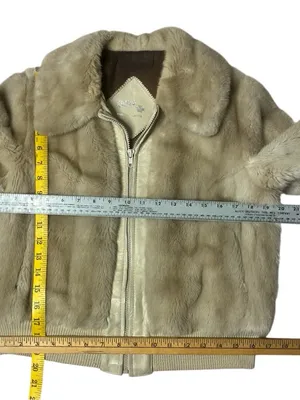 VINTAGE Faux Fur Bomber Jacket Leather Trimmed Ollie Canada Fits Size Small thumbnail 7