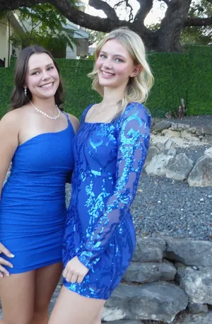 Lulus Blue long sleeve homecoming dress thumbnail 1