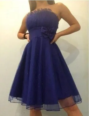 royal blue strapless prom‎ dress Size M thumbnail 1