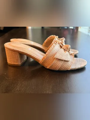 Bandolino Arden Mule Natural Woven Bow Block 2” Heel Open Toe Mule Summer Sanda thumbnail 6