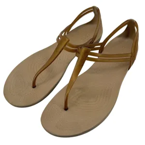 Crocs Isabella T Strap Sandal Bronze Tan Women 10 Jelly Slip On Casual Flip Flop thumbnail 1