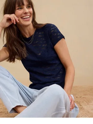 Aerie Lace Vintage T-Shirt Navy size Medium NWT thumbnail 2
