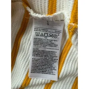Old Navy Women Large Mustard Striped Bell Sleeve Top Ribbed Knit Boatneck Shirt thumbnail 4