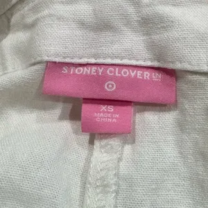 Stoney Clover Target White Linen Blend Overalls Women’s XS thumbnail 5
