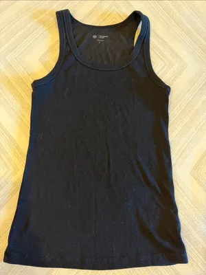 AG Adriano Goldschmied Black Ribbed Scoop Neck Tank Top Women’s Small Fitted thumbnail 1