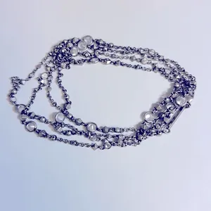 Kendra Scott Antique Silver Crystal Single‎ Strand Satellite Necklace thumbnail 3