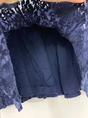 New Aerie Size Medium Velvet Lace Trim Mini Skirt Navy Blue thumbnail 2