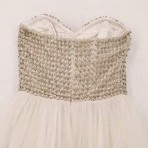 Beaded Crystal Tulle‎ Strapless Gown Womens Size 0 Prom Formal Y2K Wedding Dress thumbnail 10