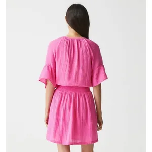 NWT Michael Stars‎ $168 Katelyn Mini Dress WildBerry Gauze Smocked Cotton Size S thumbnail 5