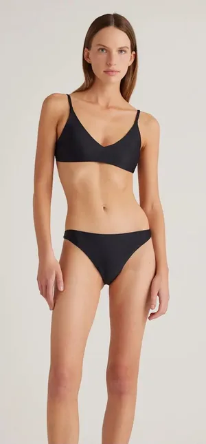 NWT Quince V Neck Low Rise bikini set black small thumbnail 1