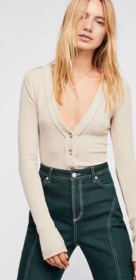 Free People We the Free Call Me Fitted V Neck Cardigan thumbnail 2