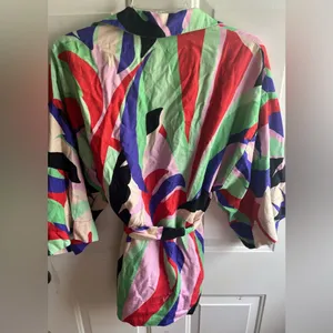 Farm Rio Women's Fresh Foliage Colorful Print Tie‎ Waist Casual Jacket Kimono XS thumbnail 8