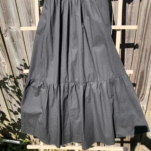 the Label Poplin Puff Sleeve Tiered Midi Dress Black - Size Small thumbnail 14