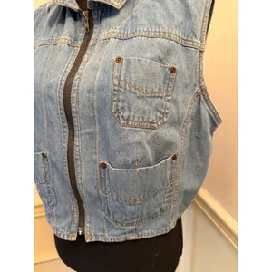 Vintage 90s Joyride Medium Wash Denim Zip-Up Utility Vest Grungr Work Wear Cargo thumbnail 3