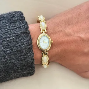Dainty Vintage Gold And White Stone Watch thumbnail 5