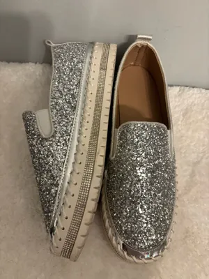 Bling Slip on Party shoes silver Sz. 10 thumbnail 4