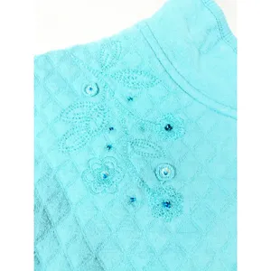KT Classics Quilted Floral Embroidered Vest Women L Turquoise Shabby Chic Comfy thumbnail 5