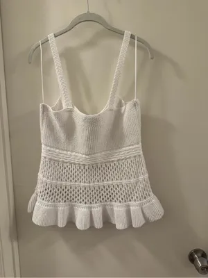 Zara Cream Knit Camisole with Ruffled Hem thumbnail 4