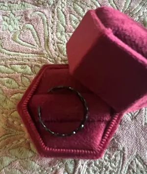 Women’s Stainless Steel Black Polished Finish Adjustable Ring Size 6-9 thumbnail 1