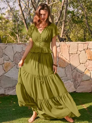 Rihoas Green V Neck Ruched Blouse thumbnail 2