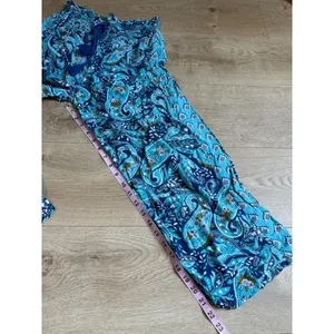 EUC Vera Bradley wide-leg palazzo pants blue teal paisley 100% rayon size M thumbnail 5