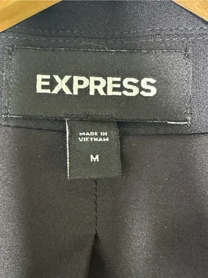 Express Studio Stretch Twill One Button Boyfriend Blazer Black Women's Medium NW thumbnail 6